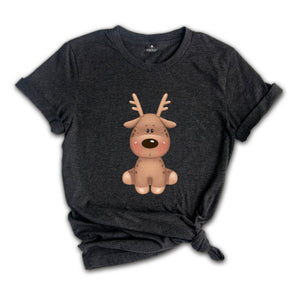 Cute Reindeer Shirt, Christmas Shirt, Xmas Reindeer T-Shirt, Cute Animal Shirt, Christmas Gift, Christmas Party Costume