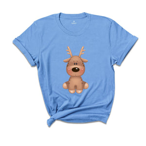 Cute Reindeer Shirt, Christmas Shirt, Xmas Reindeer T-Shirt, Cute Animal Shirt, Christmas Gift, Christmas Party Costume