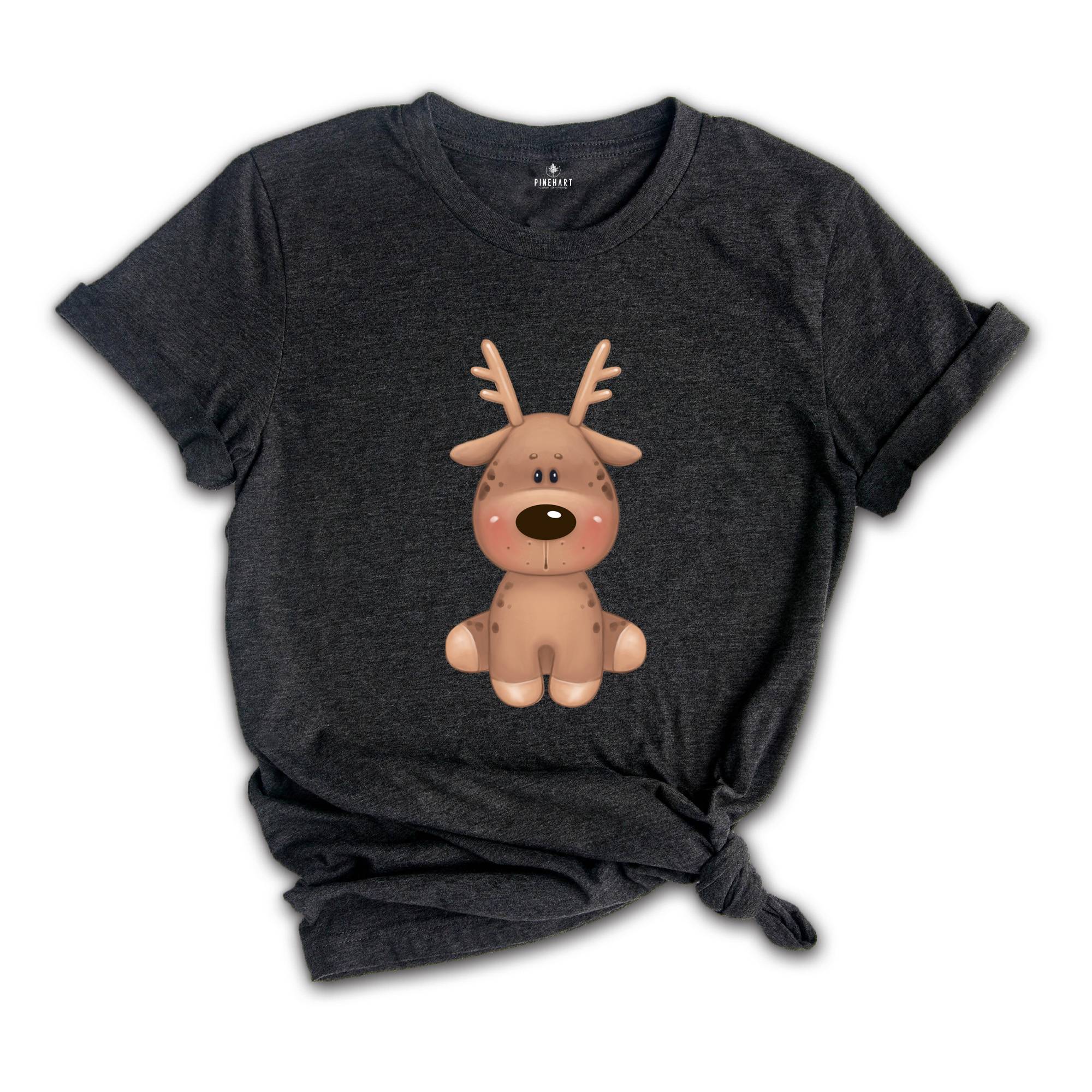 Cute Reindeer Shirt, Christmas Shirt, Xmas Reindeer T-Shirt, Cute Animal Shirt, Christmas Gift, Christmas Party Costume