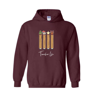 Cute Teacher Christmas Sweatshirt, Christmas Pencils Design, Teacher Life Sweatshirt, Teacher Christmas Gift, School Christmas Season