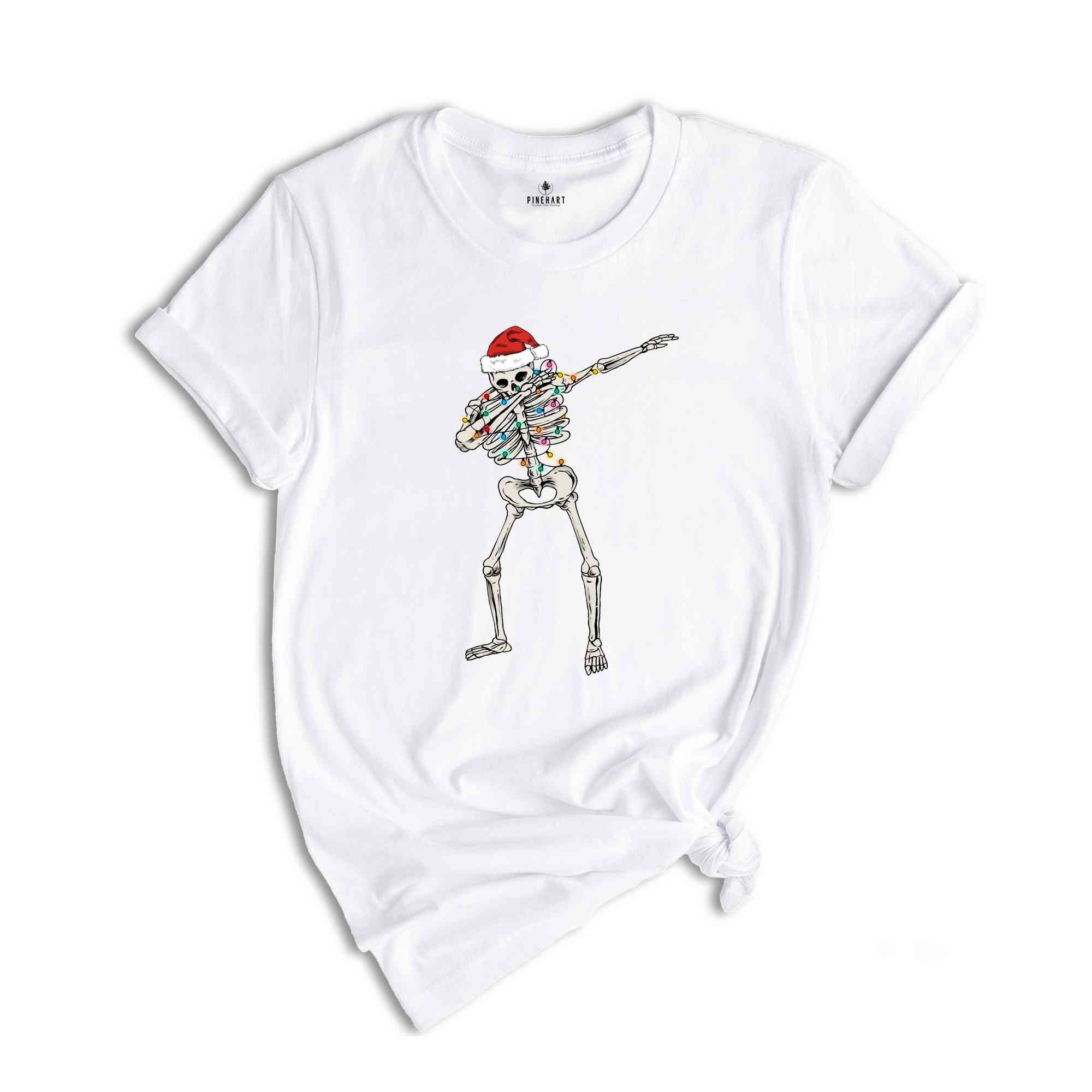 Dabbing Skeleton Shirt, Christmas Skeleton Shirt, Funny Xmas Shirt, Christmas Sweatshirt, Christmas Party Tee, Christmas Lights Tee
