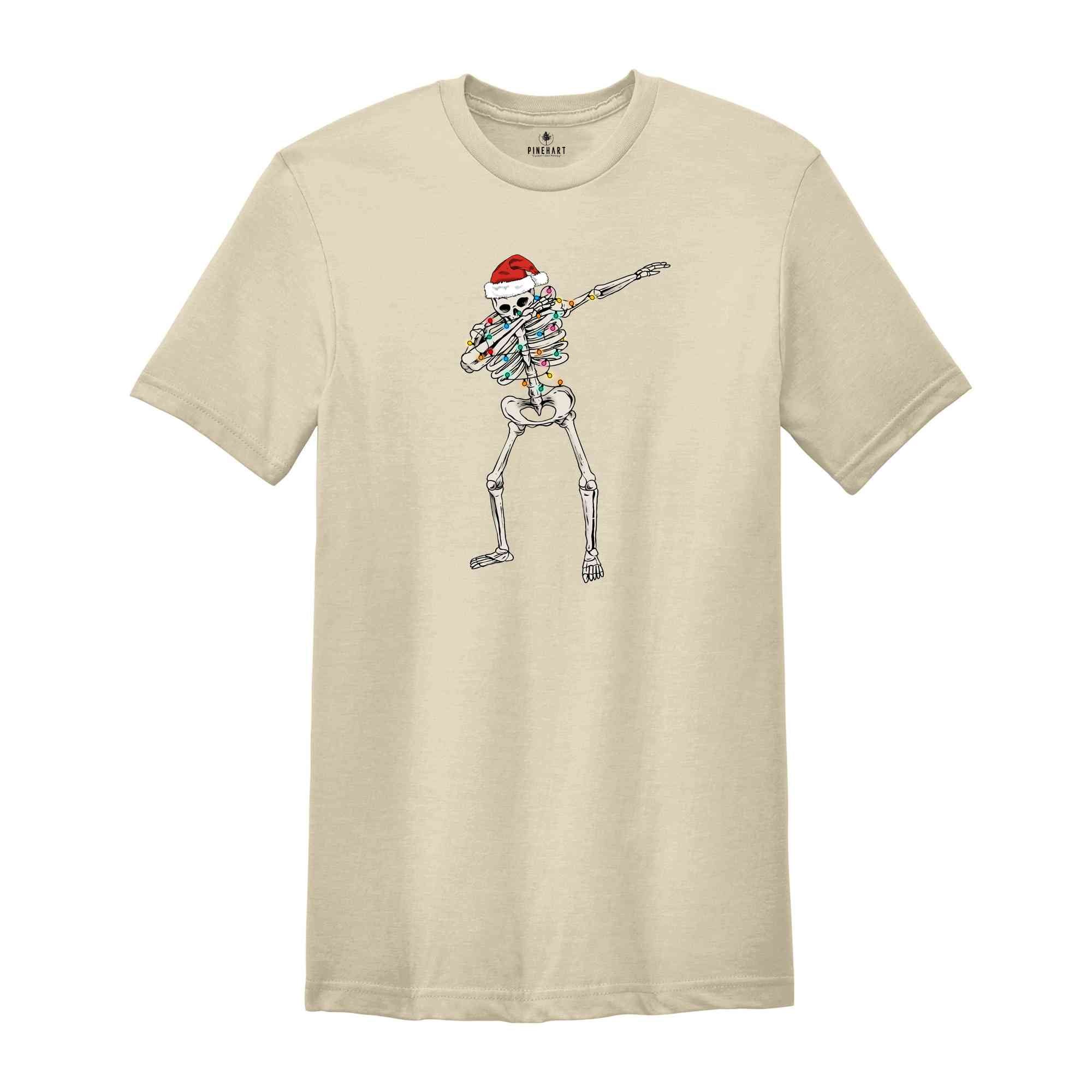 Dabbing Skeleton Shirt, Christmas Skeleton Shirt, Funny Xmas Shirt, Christmas Sweatshirt, Christmas Party Tee, Christmas Lights Tee