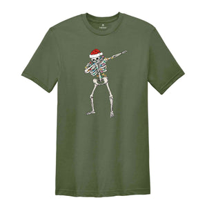 Dabbing Skeleton Shirt, Christmas Skeleton Shirt, Funny Xmas Shirt, Christmas Sweatshirt, Christmas Party Tee, Christmas Lights Tee