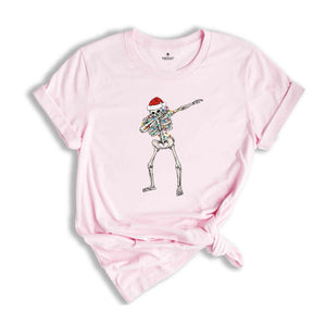 Dabbing Skeleton Shirt, Christmas Skeleton Shirt, Funny Xmas Shirt, Christmas Sweatshirt, Christmas Party Tee, Christmas Lights Tee