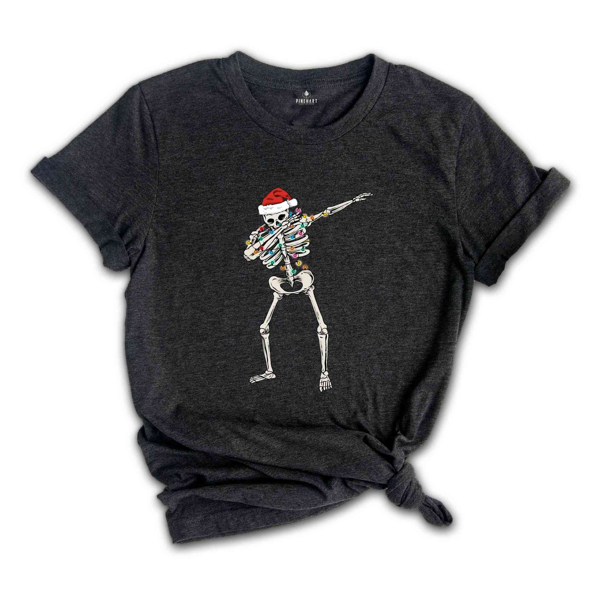 Dabbing Skeleton Shirt, Christmas Skeleton Shirt, Funny Xmas Shirt, Christmas Sweatshirt, Christmas Party Tee, Christmas Lights Tee