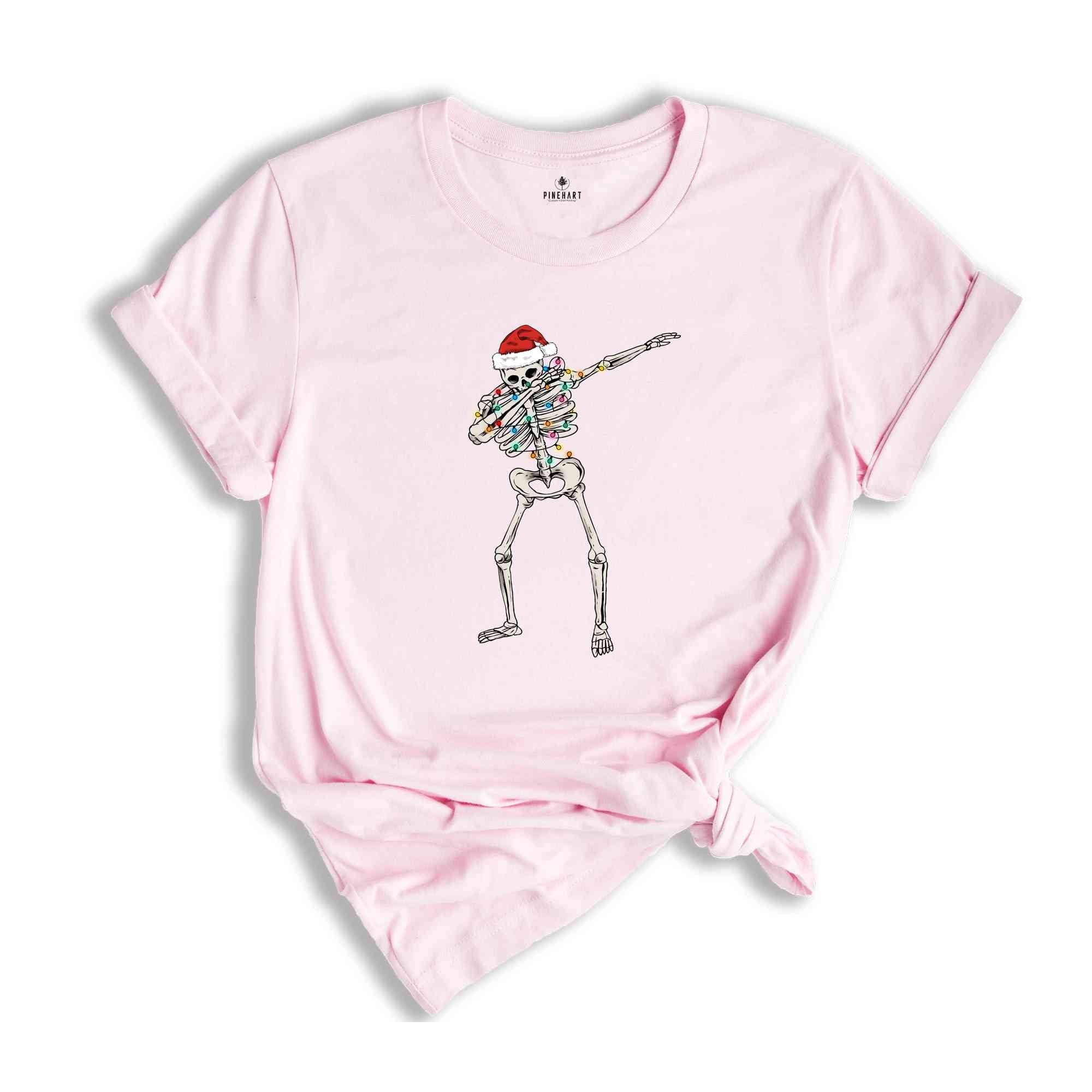 Dabbing Skeleton Shirt, Christmas Skeleton Shirt, Funny Xmas Shirt, Christmas Sweatshirt, Christmas Party Tee, Christmas Lights Tee
