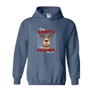 Dear Santa I Got Framed From Wia Hoodie, Christmas Hoodie, Christmas Gifts, Santa Deer Hoodie, Christmas Mugshot