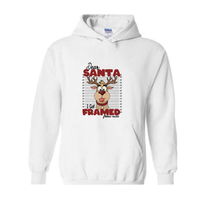 Dear Santa I Got Framed From Wia Hoodie, Christmas Hoodie, Christmas Gifts, Santa Deer Hoodie, Christmas Mugshot