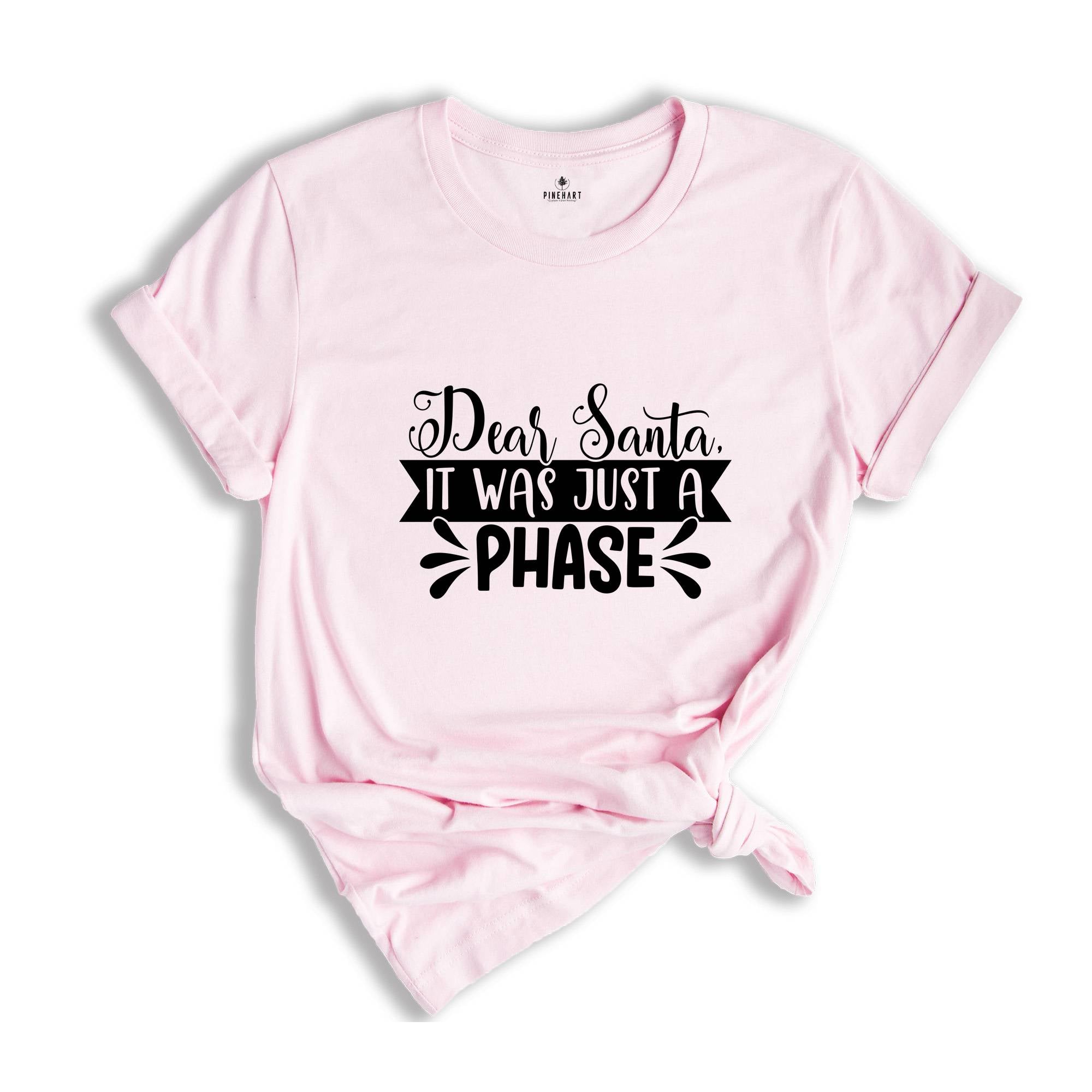 Dear Santa It Was Just a Phase Shirt, Funny Christmas Tee, Sarcastic Xmas Shirt, Christmas Sweatshirt, Naughty Xmas Shirt, Christmas Gift
