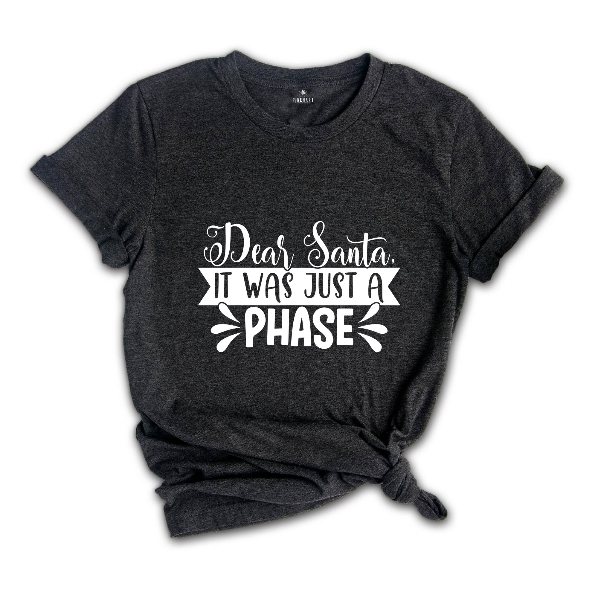 Dear Santa It Was Just a Phase Shirt, Funny Christmas Tee, Sarcastic Xmas Shirt, Christmas Sweatshirt, Naughty Xmas Shirt, Christmas Gift