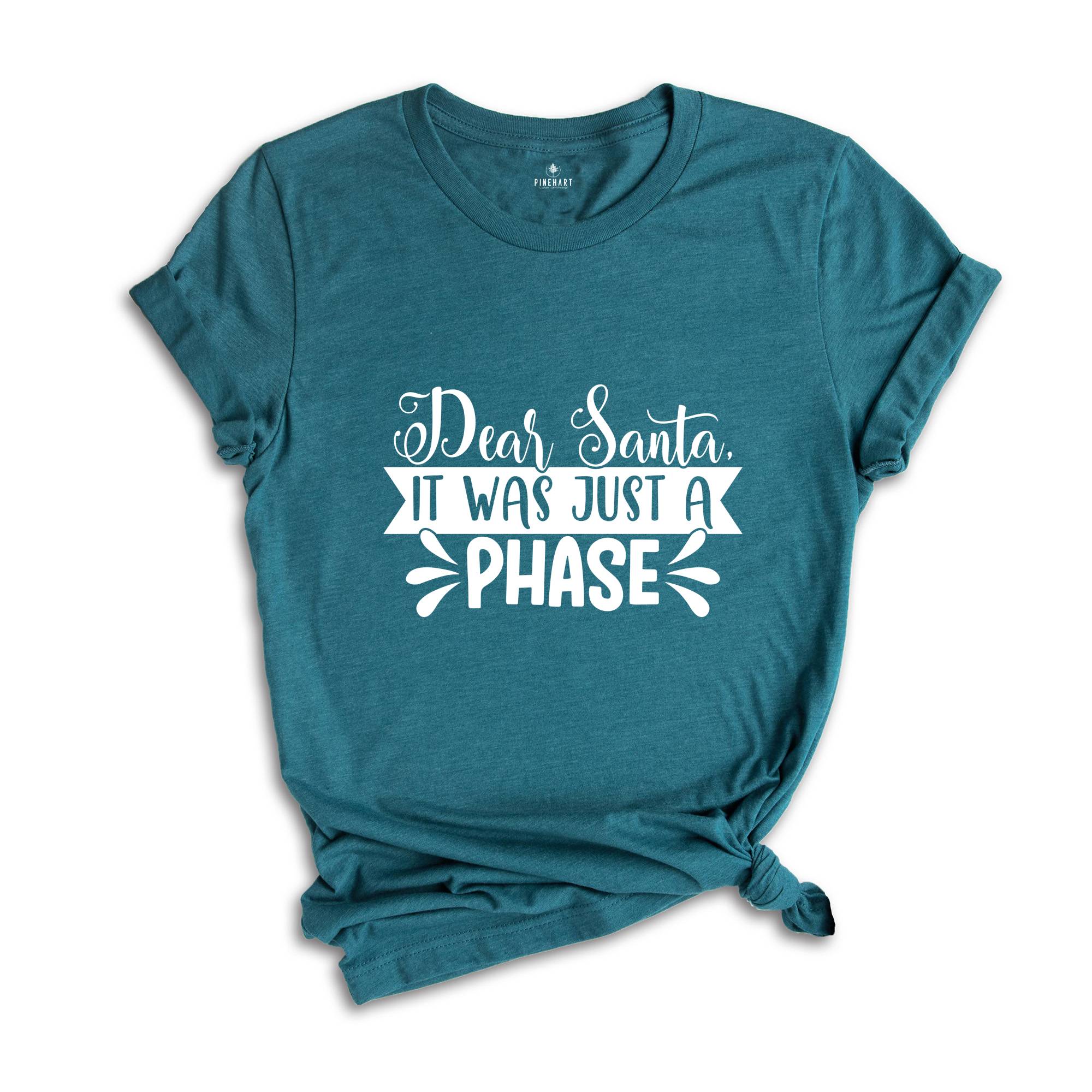 Dear Santa It Was Just a Phase Shirt, Funny Christmas Tee, Sarcastic Xmas Shirt, Christmas Sweatshirt, Naughty Xmas Shirt, Christmas Gift