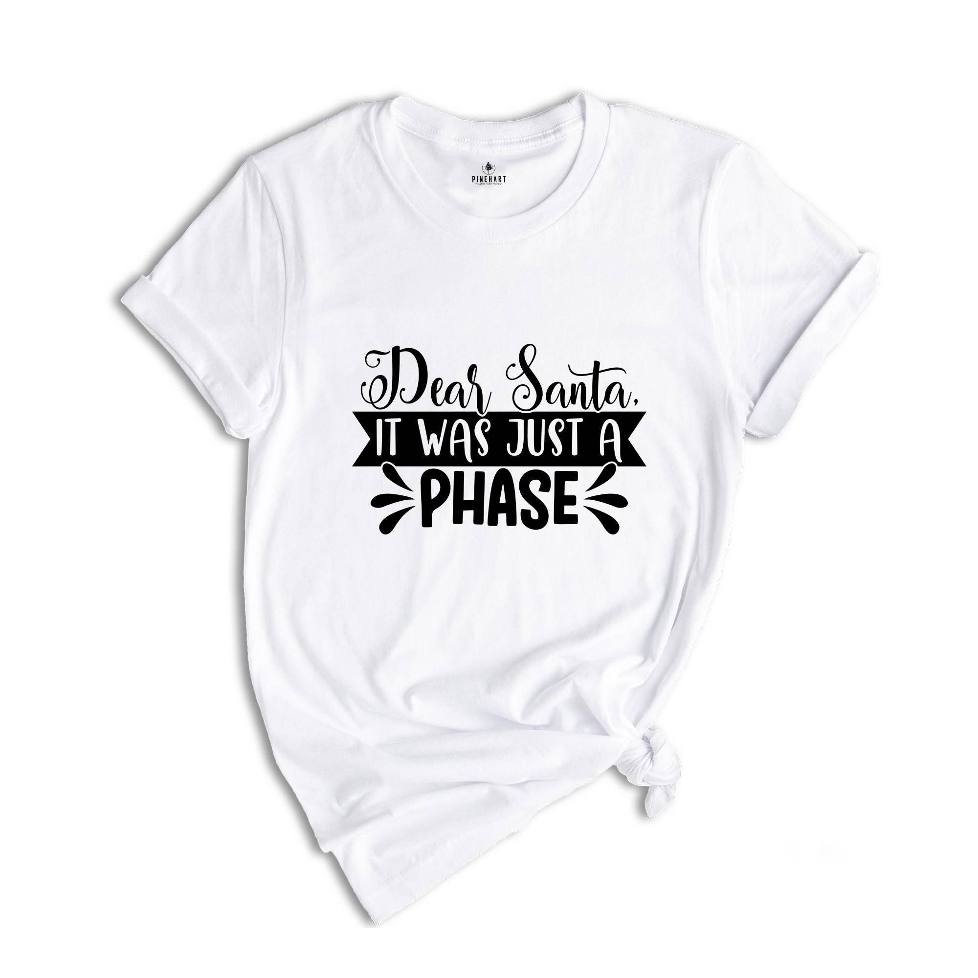 Dear Santa It Was Just a Phase Shirt, Funny Christmas Tee, Sarcastic Xmas Shirt, Christmas Sweatshirt, Naughty Xmas Shirt, Christmas Gift