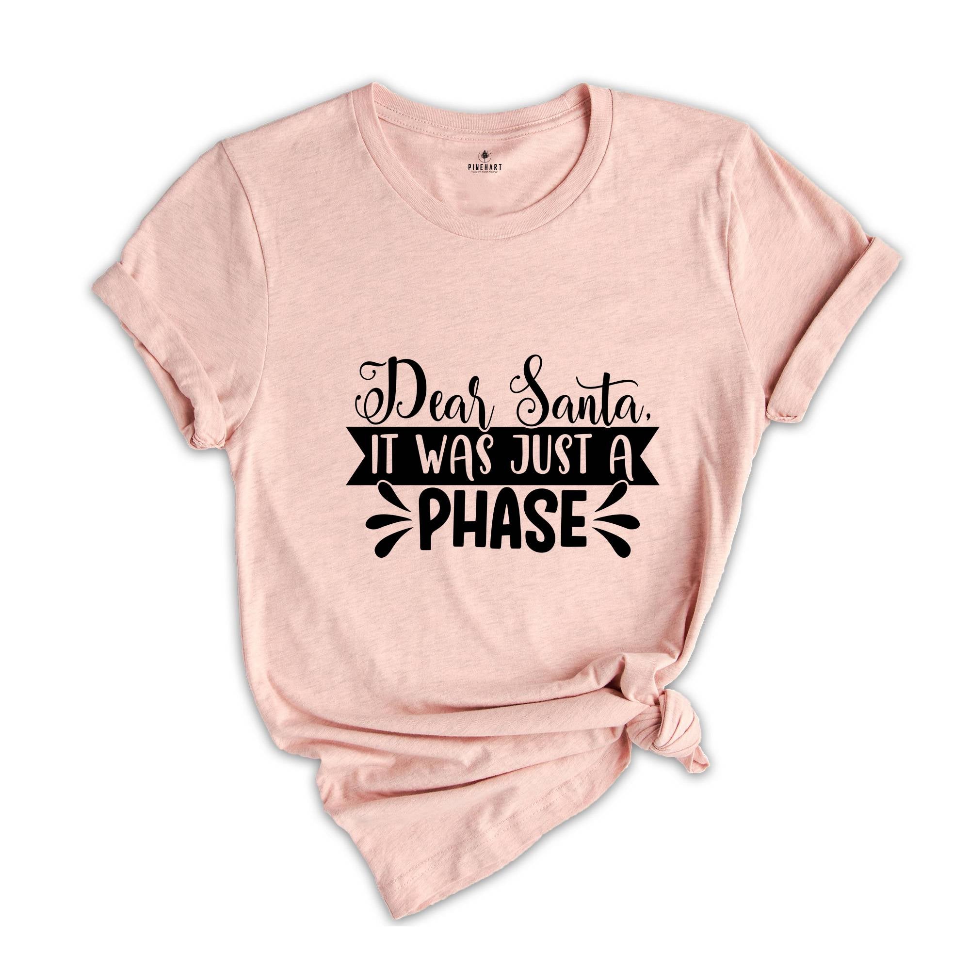 Dear Santa It Was Just a Phase Shirt, Funny Christmas Tee, Sarcastic Xmas Shirt, Christmas Sweatshirt, Naughty Xmas Shirt, Christmas Gift