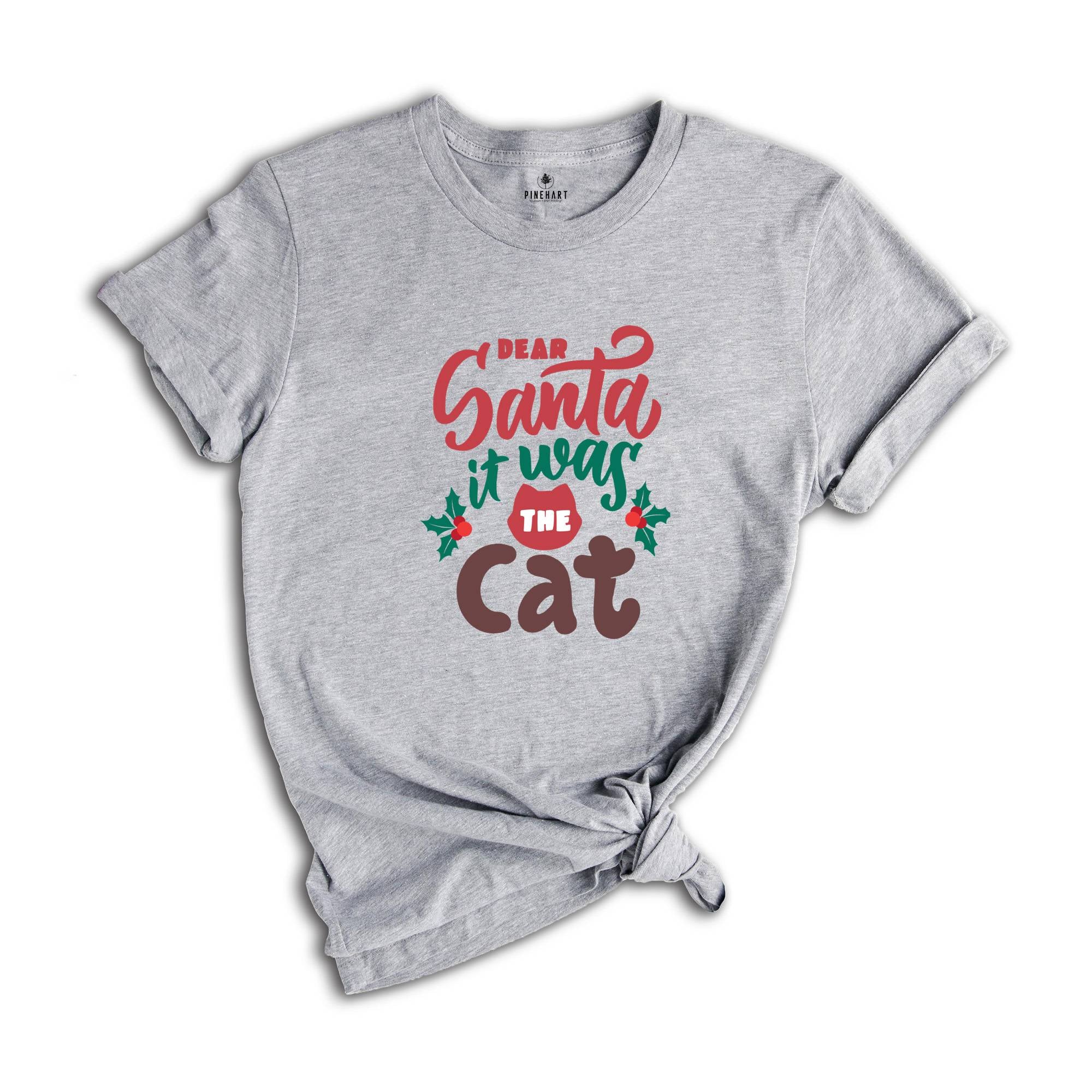 Dear Santa It Was The Cat Kids Shirt, Funny Christmas Toddler Tee, Cute Matching Christmas Shirts