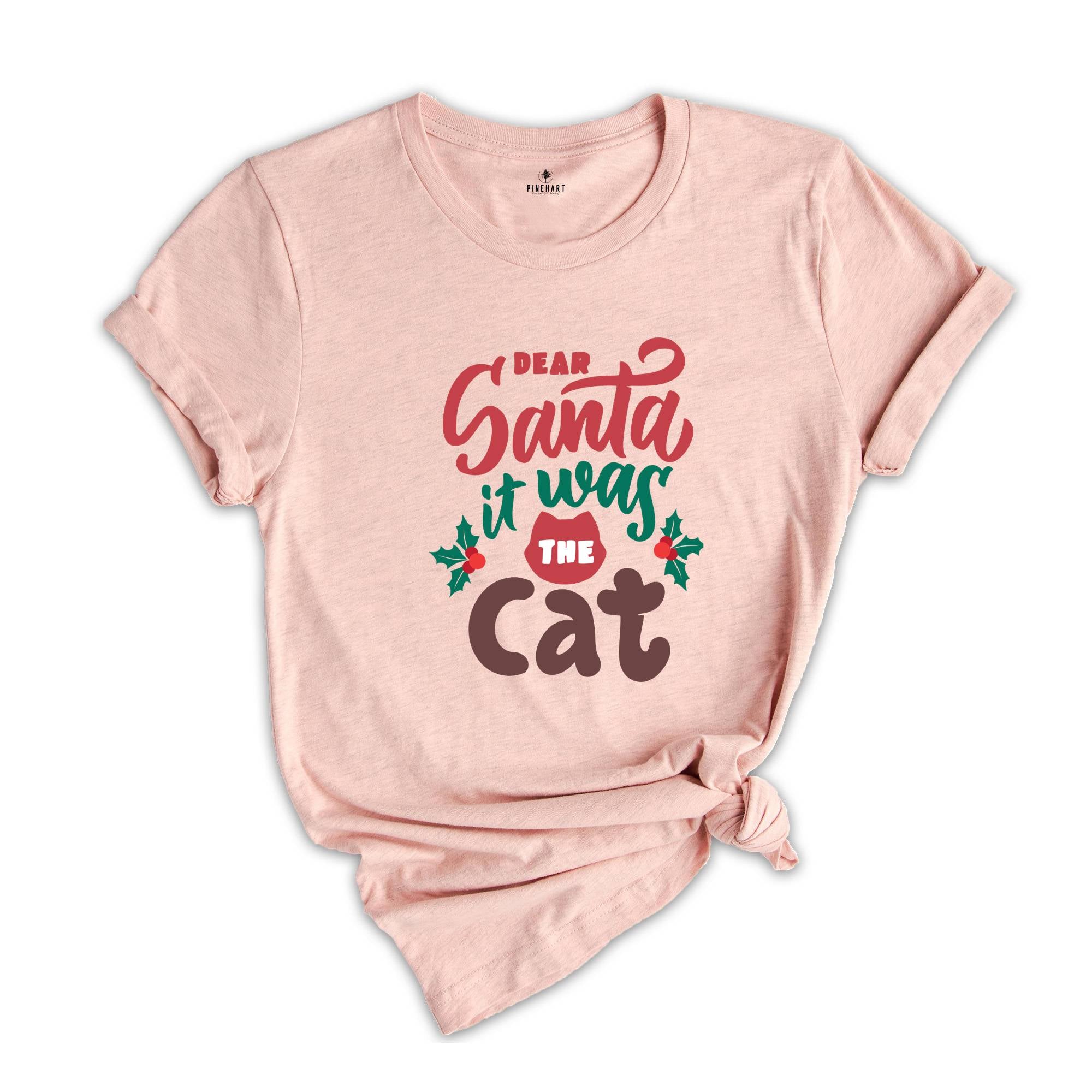 Dear Santa It Was The Cat Kids Shirt, Funny Christmas Toddler Tee, Cute Matching Christmas Shirts