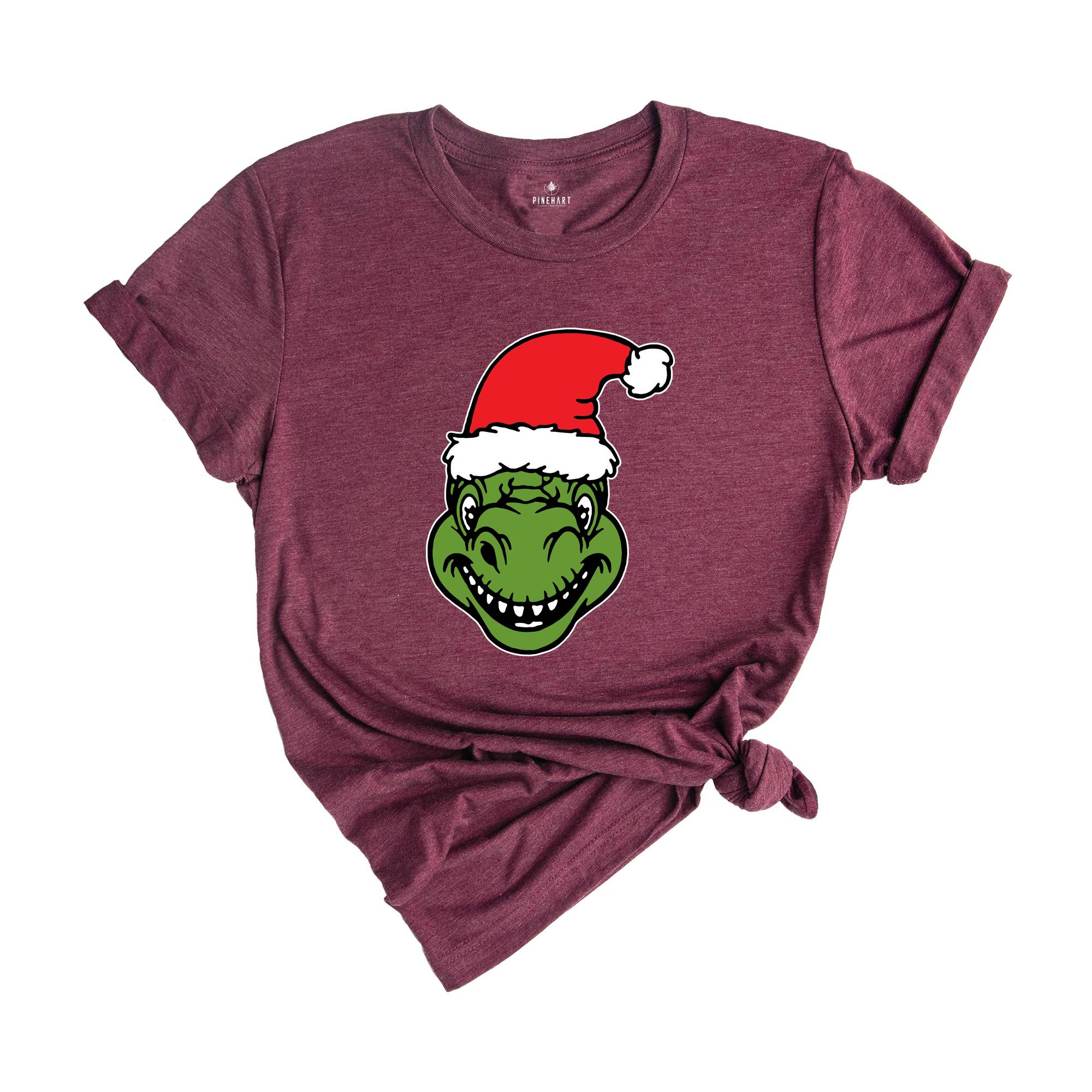 Dino Christmas T-shirt, Christmas Dinosaurs Shirt, Christmas Dinosaurs With Santa Hat, Dinosaur Lover Tee, Xmas Outfit