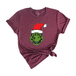 Dino Christmas T-shirt, Christmas Dinosaurs Shirt, Christmas Dinosaurs With Santa Hat, Dinosaur Lover Tee, Xmas Outfit