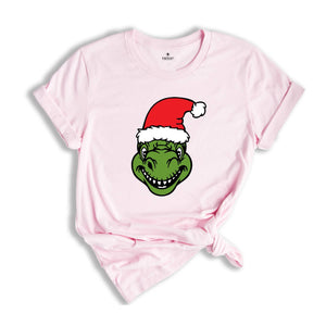 Dino Christmas T-shirt, Christmas Dinosaurs Shirt, Christmas Dinosaurs With Santa Hat, Dinosaur Lover Tee, Xmas Outfit