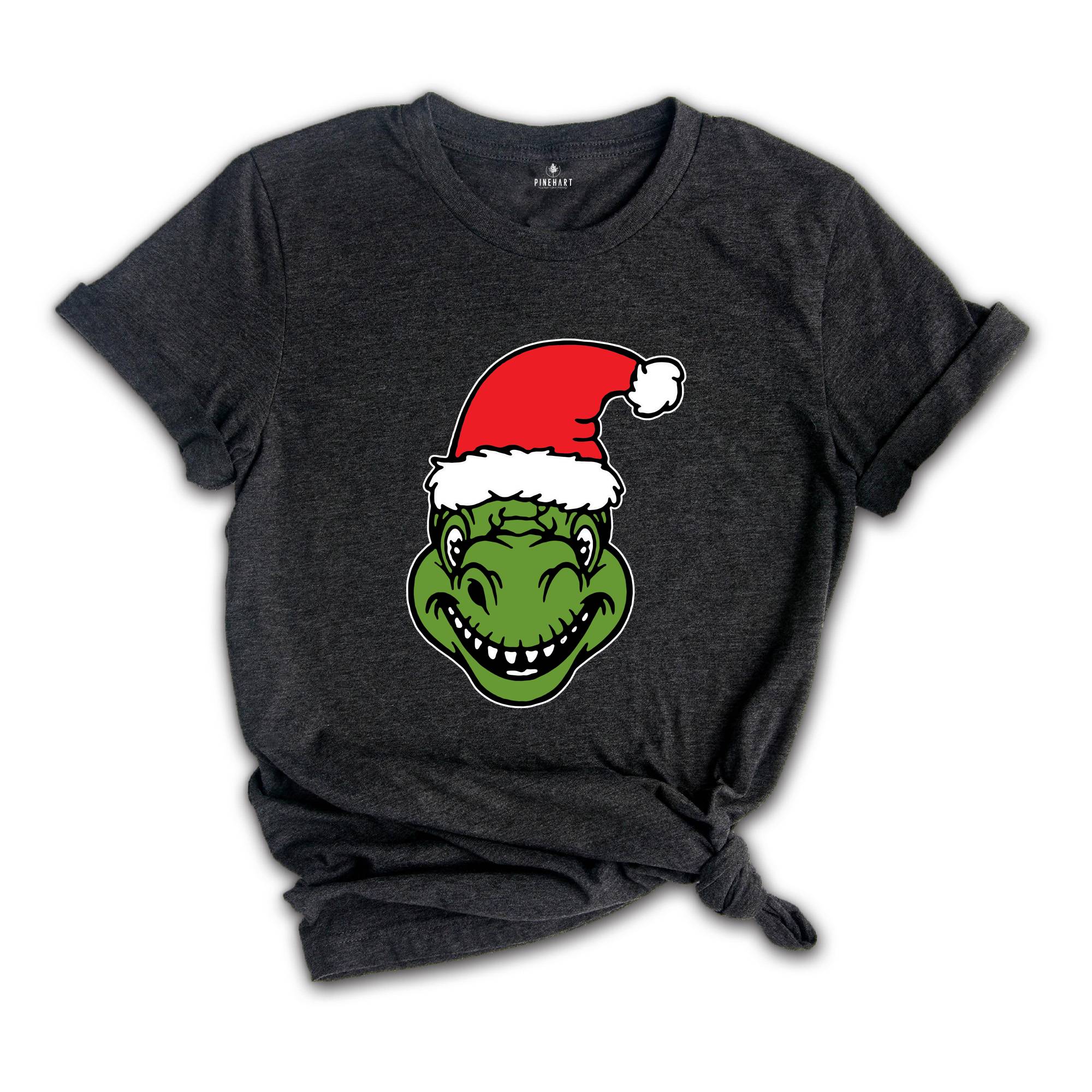 Dino Christmas T-shirt, Christmas Dinosaurs Shirt, Christmas Dinosaurs With Santa Hat, Dinosaur Lover Tee, Xmas Outfit