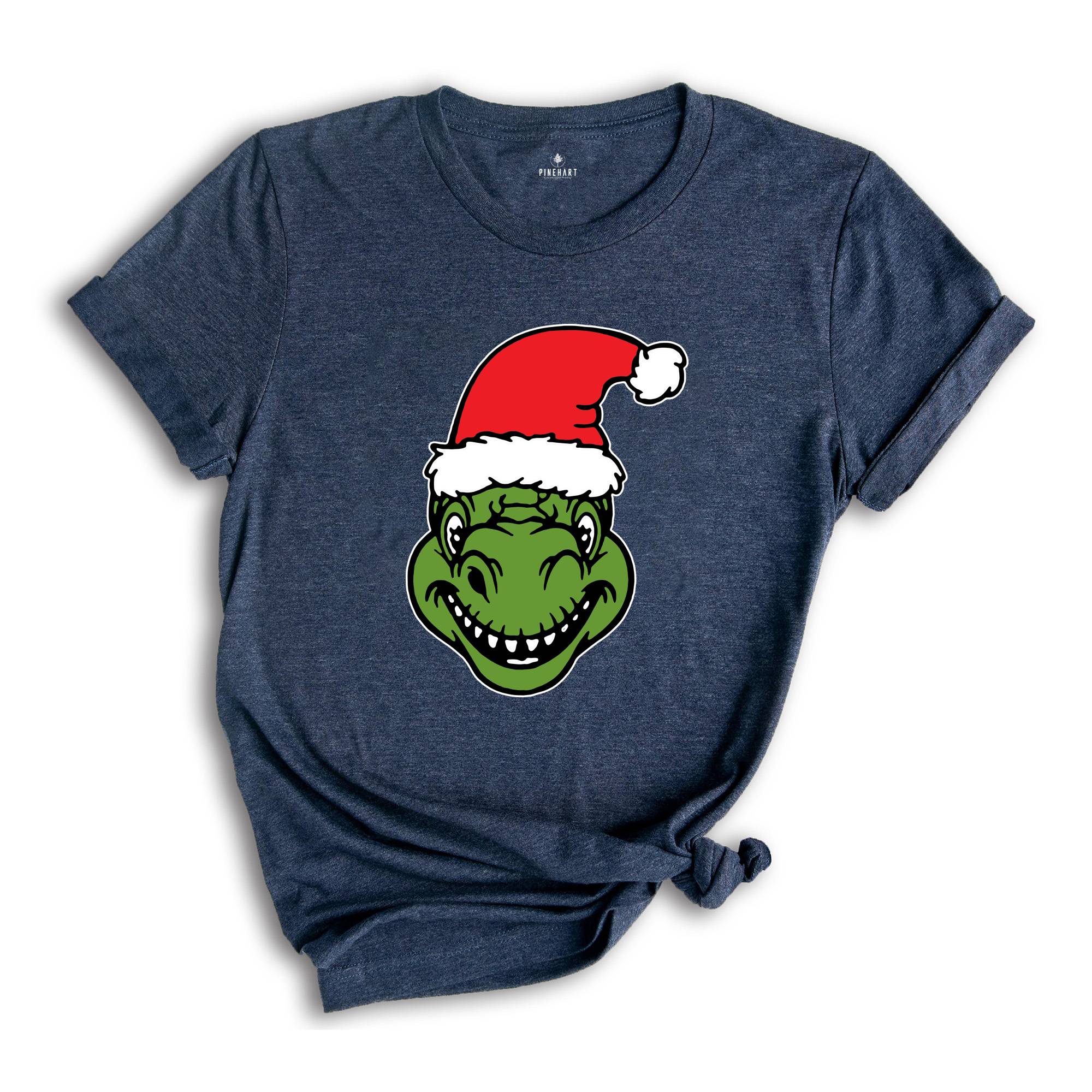 Dino Christmas T-shirt, Christmas Dinosaurs Shirt, Christmas Dinosaurs With Santa Hat, Dinosaur Lover Tee, Xmas Outfit
