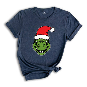 Dino Christmas T-shirt, Christmas Dinosaurs Shirt, Christmas Dinosaurs With Santa Hat, Dinosaur Lover Tee, Xmas Outfit