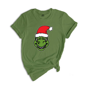 Dino Christmas T-shirt, Christmas Dinosaurs Shirt, Christmas Dinosaurs With Santa Hat, Dinosaur Lover Tee, Xmas Outfit