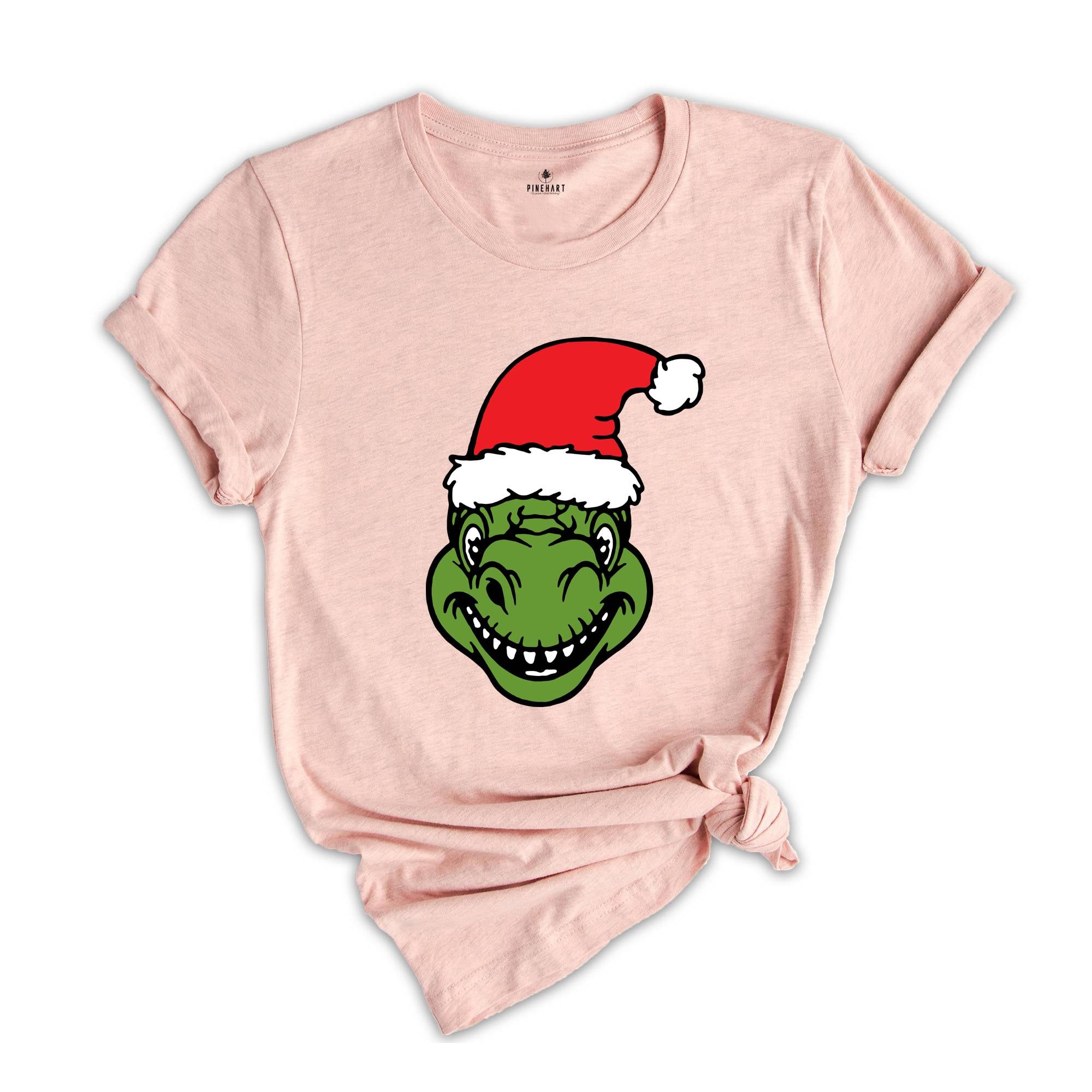 Dino Christmas T-shirt, Christmas Dinosaurs Shirt, Christmas Dinosaurs With Santa Hat, Dinosaur Lover Tee, Xmas Outfit