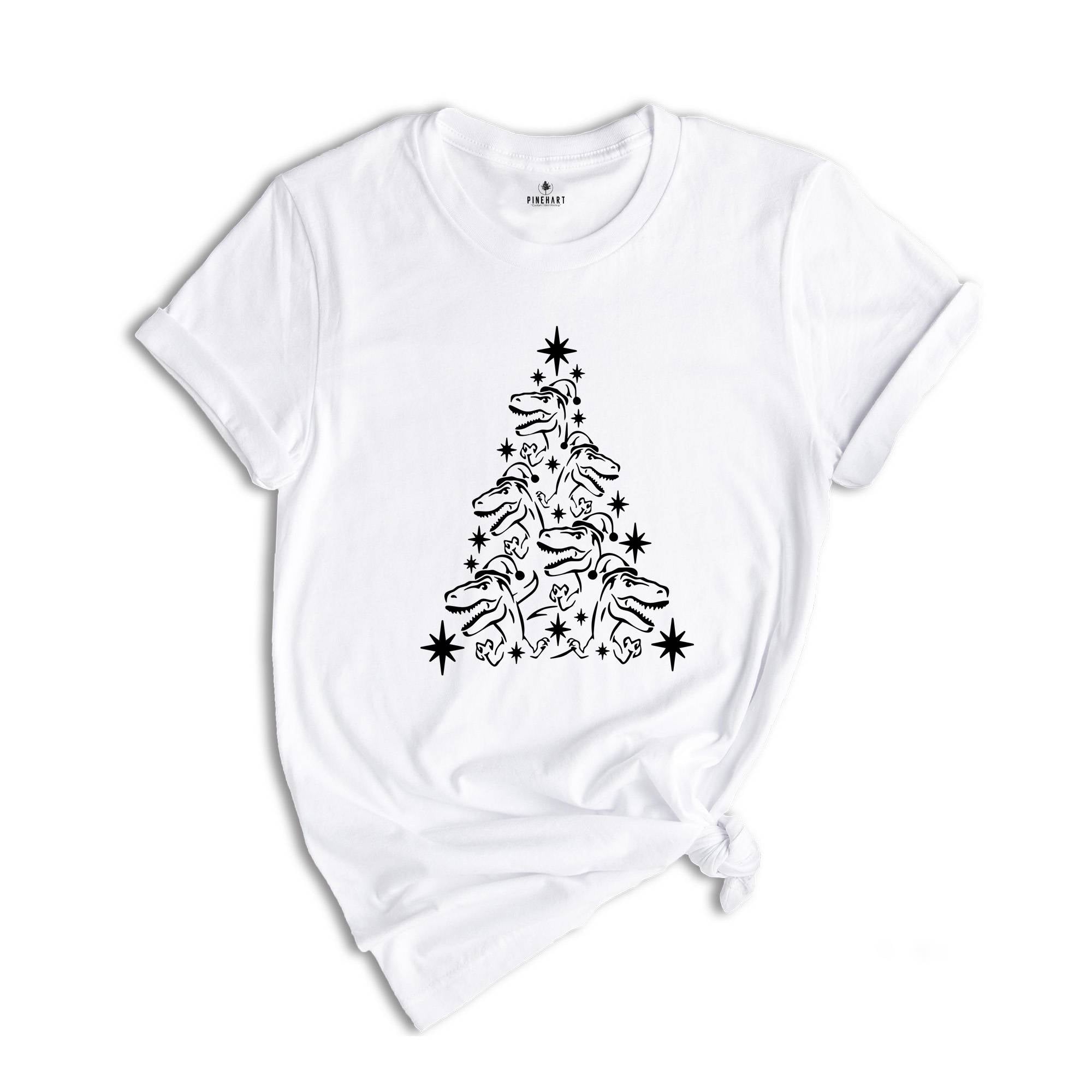 Dinosaur Christmas Tree Shirt, Dino T-Shirt, Animal Lover Shirt, Dinosaur Lover Gift, Christmas Party, Christmas Apparel
