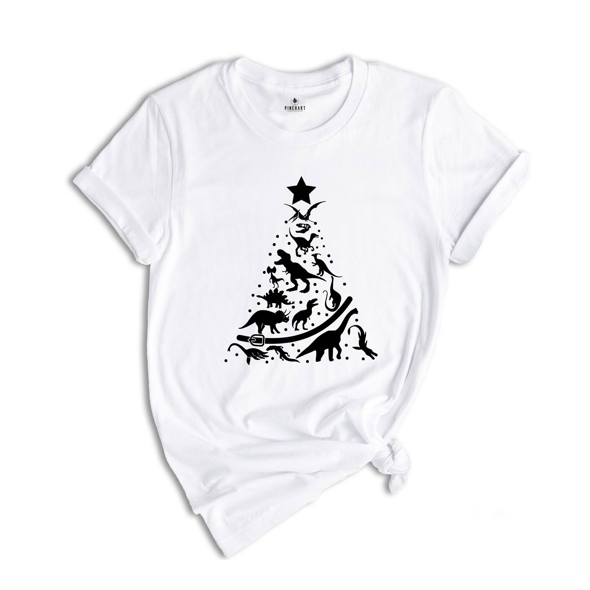 Dinosaur Christmas Tree T-Shirt, Animal Lover Shirt, Dinosaur Lover Gift, Christmas Party Tee, Christmas Apparel