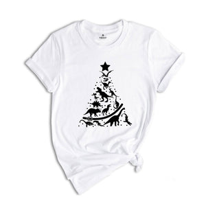 Dinosaur Christmas Tree T-Shirt, Animal Lover Shirt, Dinosaur Lover Gift, Christmas Party Tee, Christmas Apparel