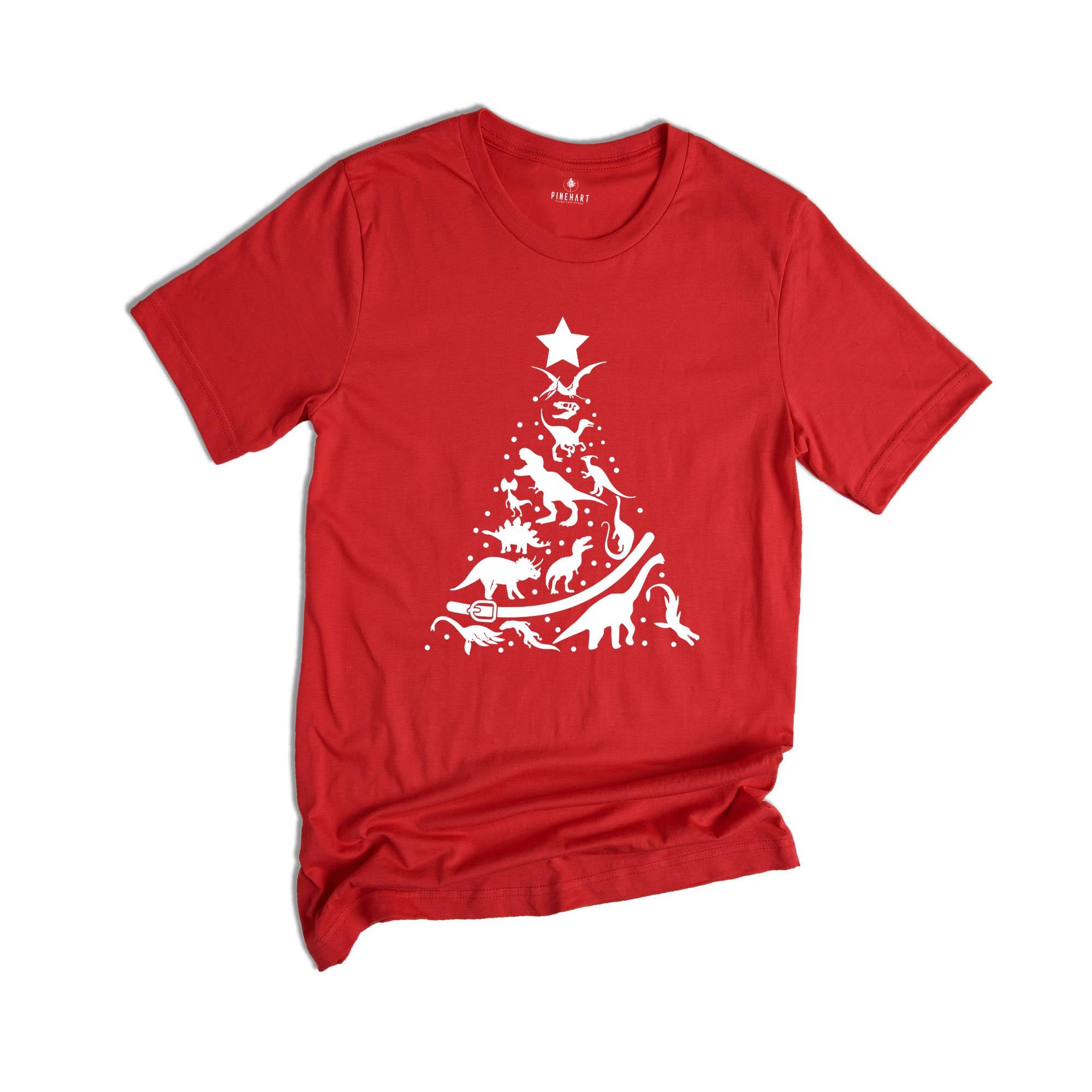 Dinosaur Christmas Tree T-Shirt, Animal Lover Shirt, Dinosaur Lover Gift, Christmas Party Tee, Christmas Apparel