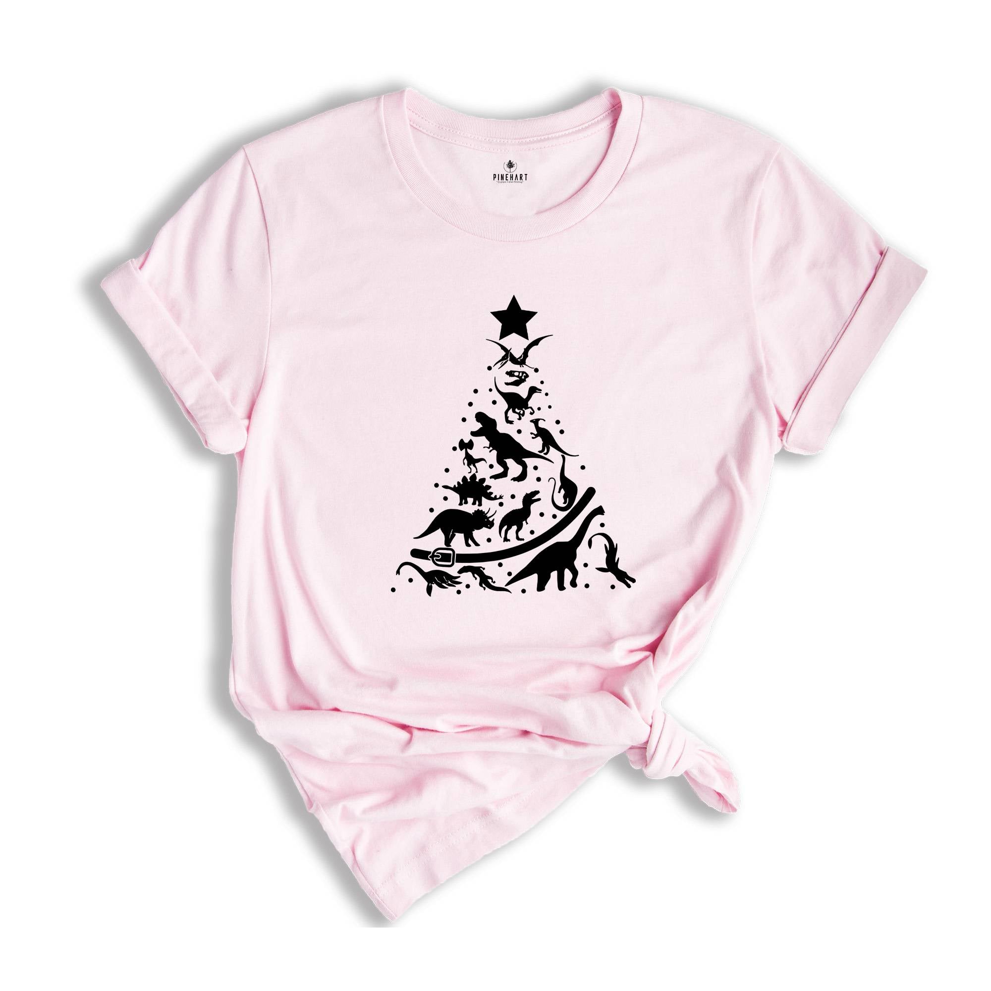 Dinosaur Christmas Tree T-Shirt, Animal Lover Shirt, Dinosaur Lover Gift, Christmas Party Tee, Christmas Apparel