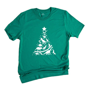 Dinosaur Christmas Tree T-Shirt, Animal Lover Shirt, Dinosaur Lover Gift, Christmas Party Tee, Christmas Apparel