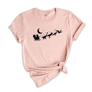 Dinosaur Sleigh Shirt, Cute Dinosaur Shirt, Christmas Kids Shirt, Santa Dinosaur Shirt, Kids Dino Shirt, Christmas Shirt, Christmas Gift