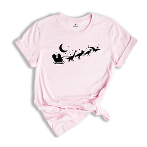 Dinosaur Sleigh Shirt, Cute Dinosaur Shirt, Christmas Kids Shirt, Santa Dinosaur Shirt, Kids Dino Shirt, Christmas Shirt, Christmas Gift
