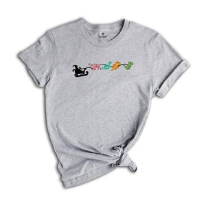 Dinosaur Sleigh T-Shirt, Christmas Dinosaurs Shirt, Christmas Dinosaurs With Santa Hat, Dinosaur Lover Tee, Xmas Outfit