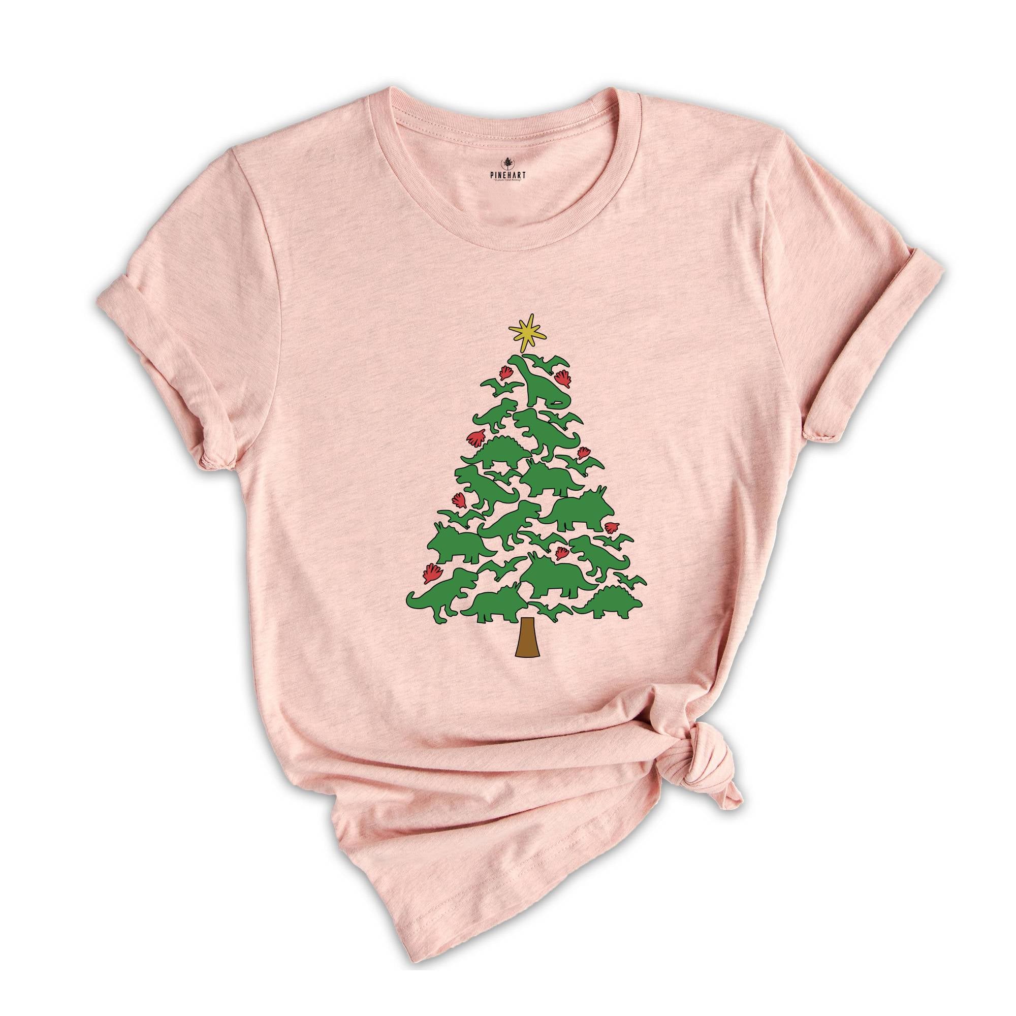 Dinosaur Tree Shirt, Dinosaur T-Shirt, Christmas Tree Shirt, Gift For Christmas, Xmas Shirt, Dino Lover Shirt, Kids Dino Shirt, Xmas Gift