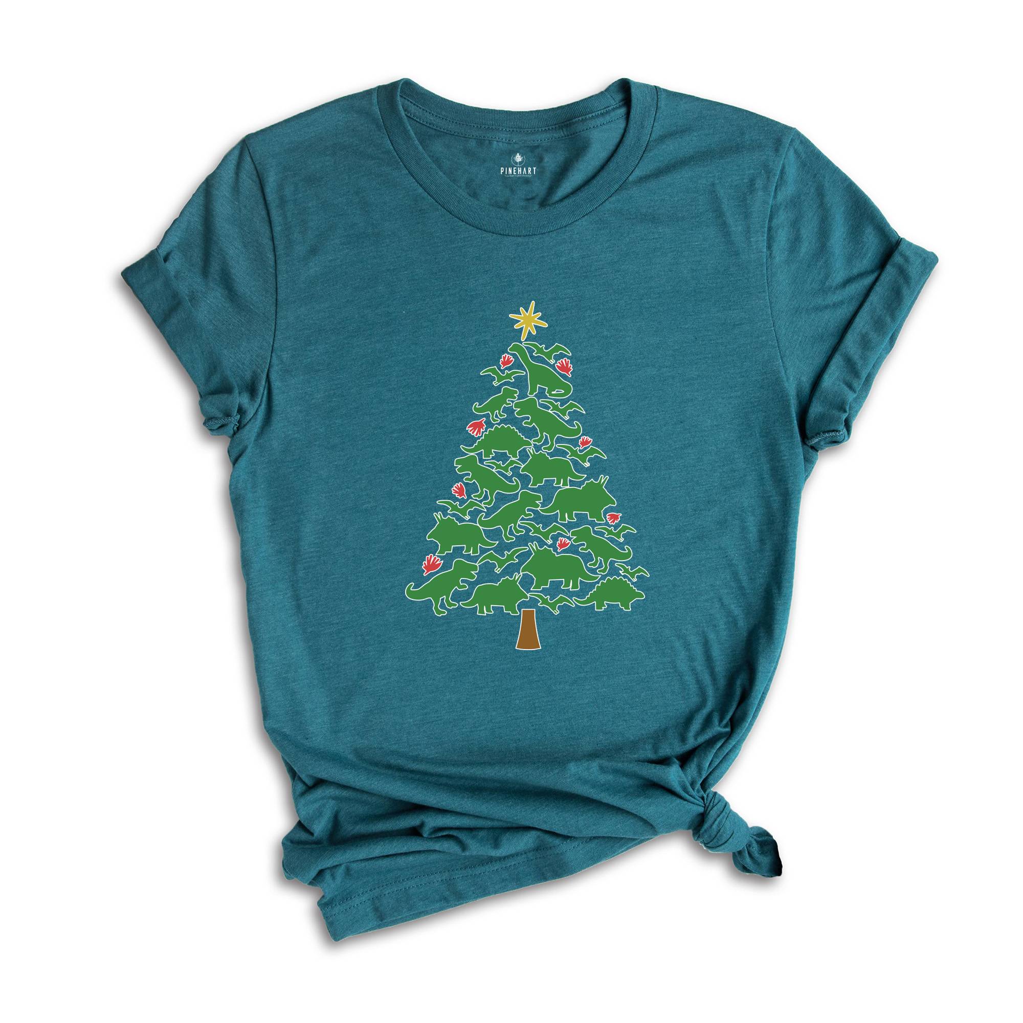 Dinosaur Tree Shirt, Dinosaur T-Shirt, Christmas Tree Shirt, Gift For Christmas, Xmas Shirt, Dino Lover Shirt, Kids Dino Shirt, Xmas Gift