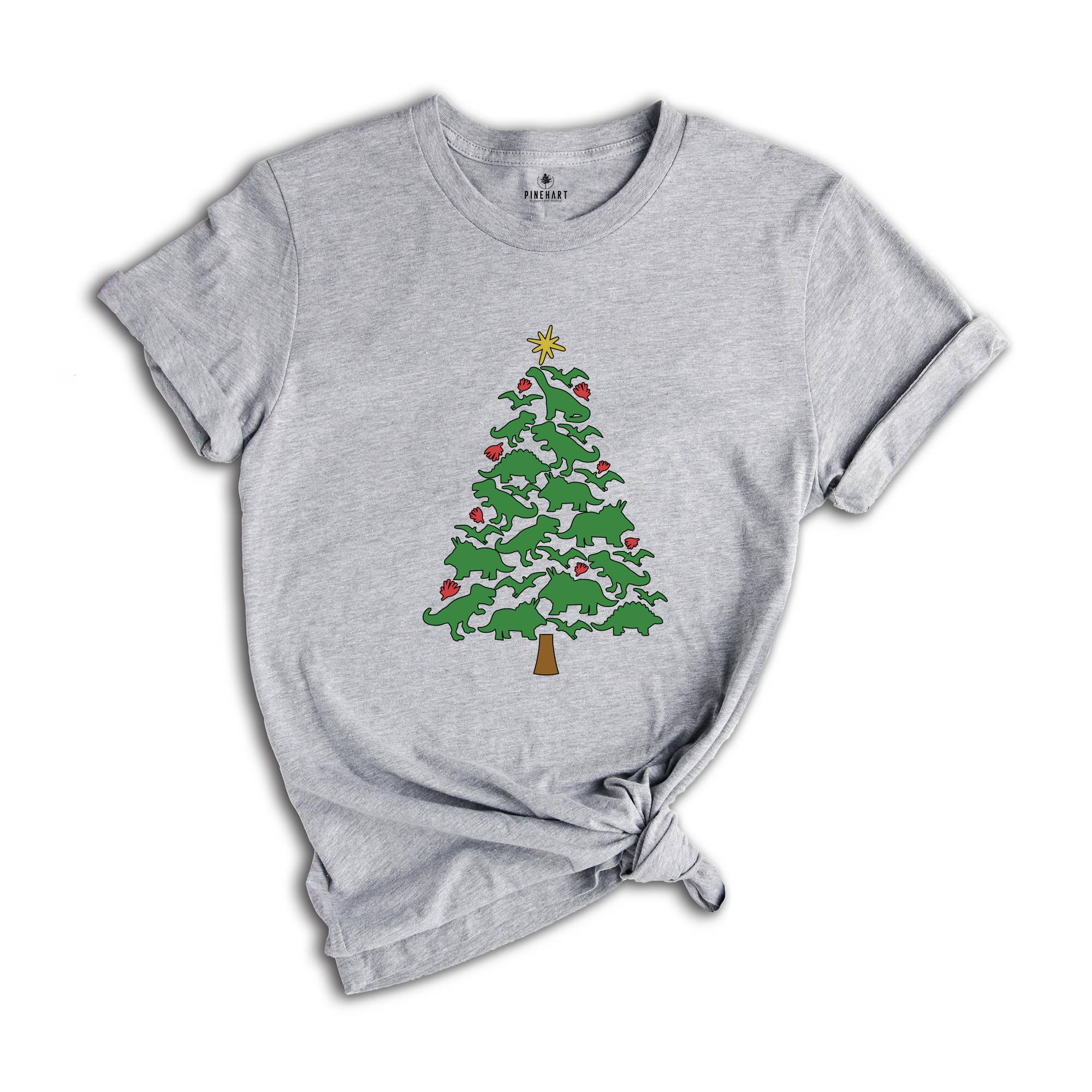Dinosaur Tree Shirt, Dinosaur T-Shirt, Christmas Tree Shirt, Gift For Christmas, Xmas Shirt, Dino Lover Shirt, Kids Dino Shirt, Xmas Gift