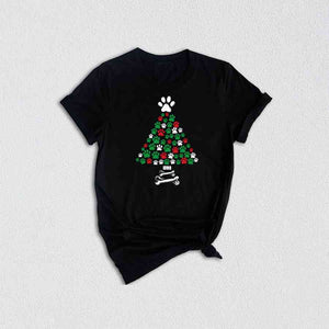 Dog Christmas Tree Shirt, Paw Tree Shirt, Paw Shirt, Dog Lover Shirt, Christmas Dog Shirt, Dog Lover Holiday Gift