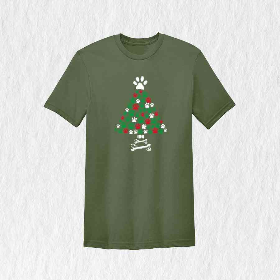 Dog Christmas Tree Shirt, Paw Tree Shirt, Paw Shirt, Dog Lover Shirt, Christmas Dog Shirt, Dog Lover Holiday Gift