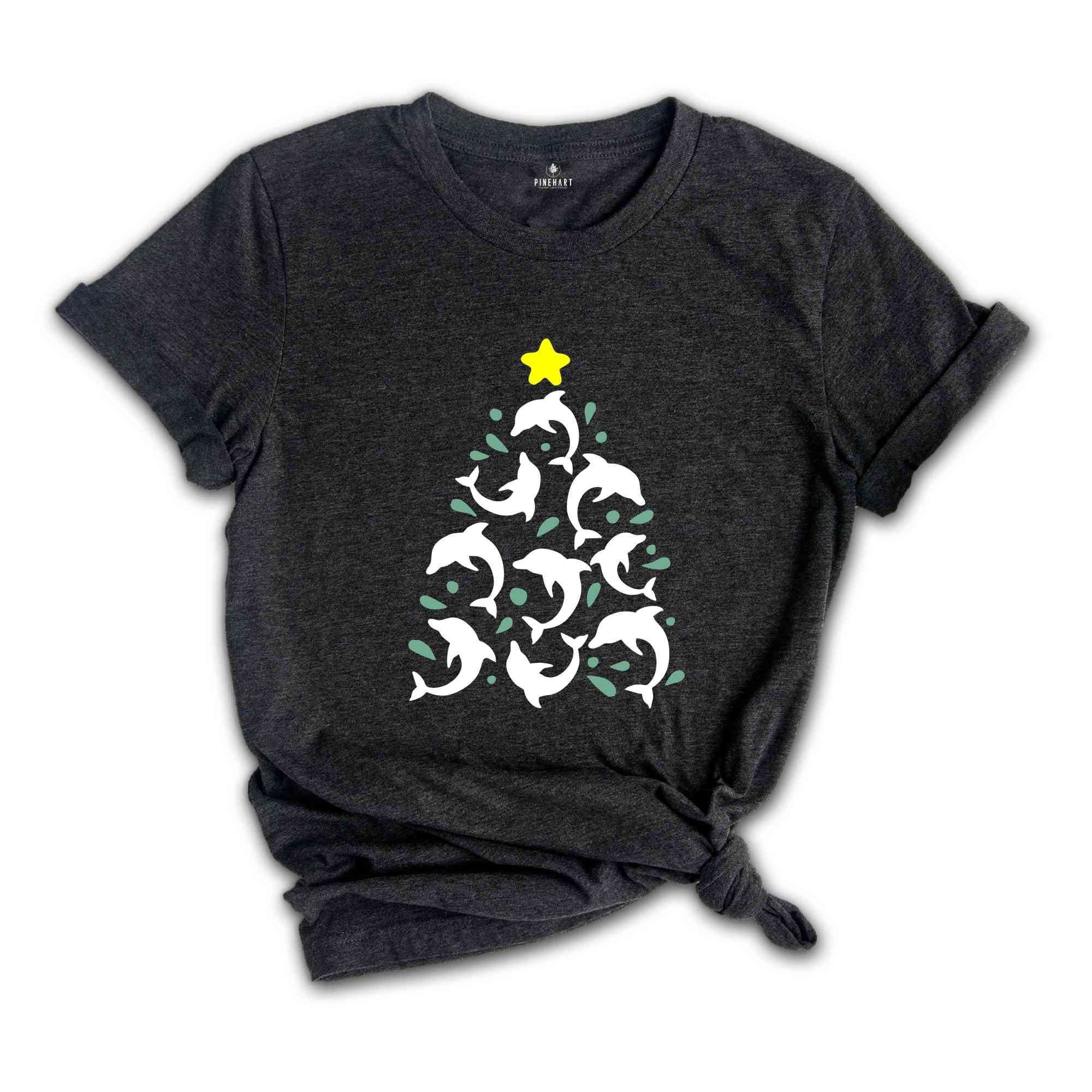 Dolphin Christmas Tree Shirt, Christmas Vibes T-Shirt, Christmas Party Tee, Christmas Pajamas, Animal Lover Gift