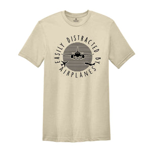 Easily Distracted by Airplanes T-shirt, Funny Pilot Shirt, Retro Airplane Tees, Vintage Airplane Shirt,Travel Lover, Gift for Pilot