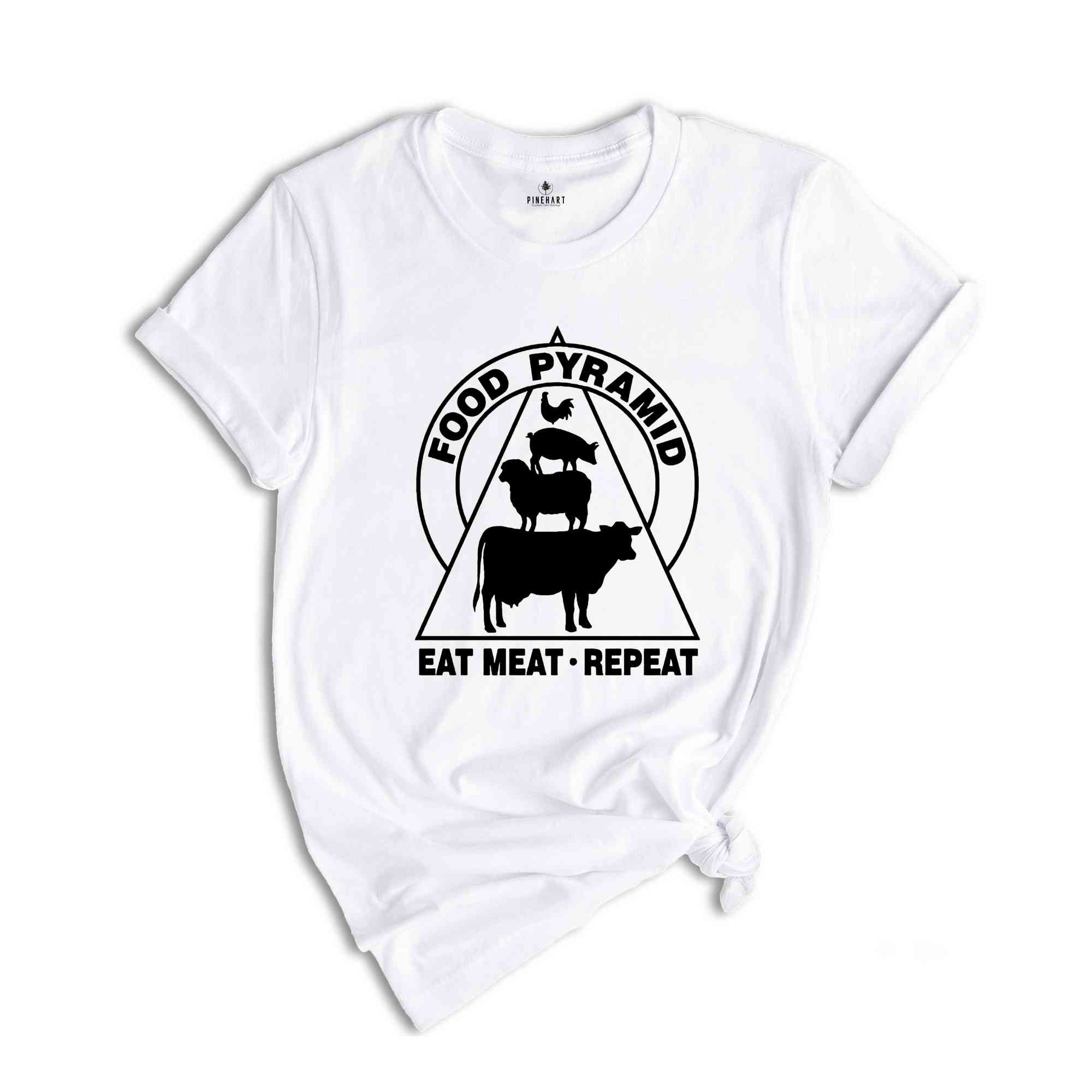 Eat Meat Repeat tshirt, Carnivore Pyramid Shirt, Meat Lovers Shirt, Funny Foodie Shirt, Animal Tshirt