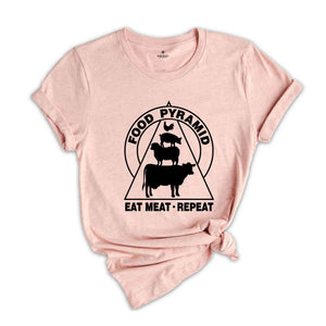 Eat Meat Repeat tshirt, Carnivore Pyramid Shirt, Meat Lovers Shirt, Funny Foodie Shirt, Animal Tshirt