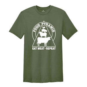 Eat Meat Repeat tshirt, Carnivore Pyramid Shirt, Meat Lovers Shirt, Funny Foodie Shirt, Animal Tshirt