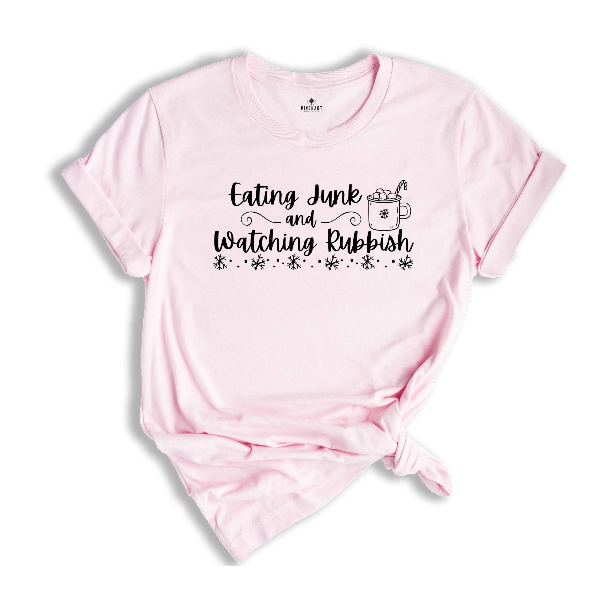 Eating Junk and Watching Rubbish Shirt, Christmas Movies T-Shirt, Holiday Apparel, Funny Christmas Tee, Christmas Gift
