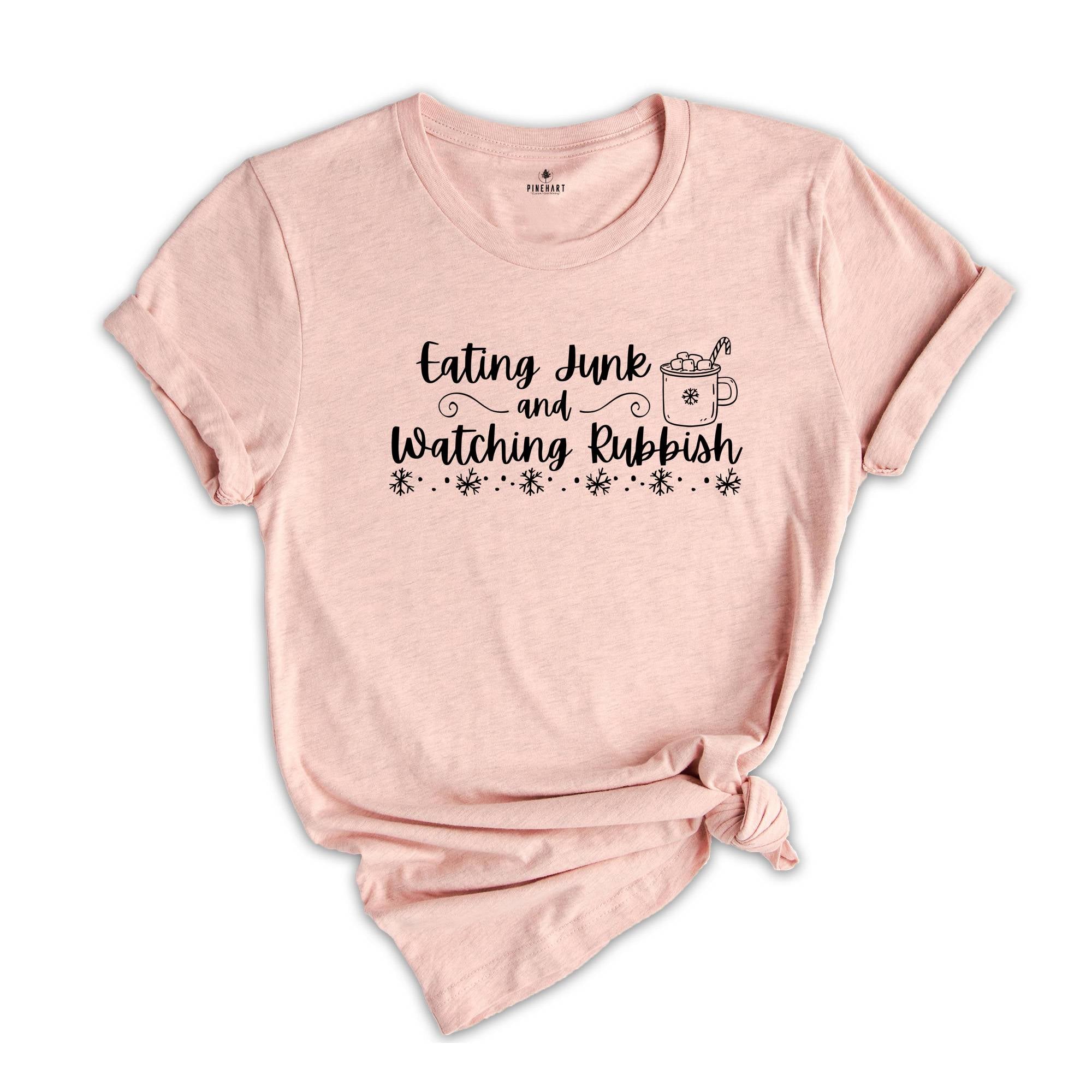 Eating Junk and Watching Rubbish Shirt, Christmas Movies T-Shirt, Holiday Apparel, Funny Christmas Tee, Christmas Gift