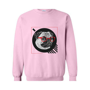 English Bulldog Sweatshirt, Hipster Bulldog Dog Hoodie, Glasses Nerdy Dog Sweatshirts, Dog Sweater, Bulldog Mom Gift