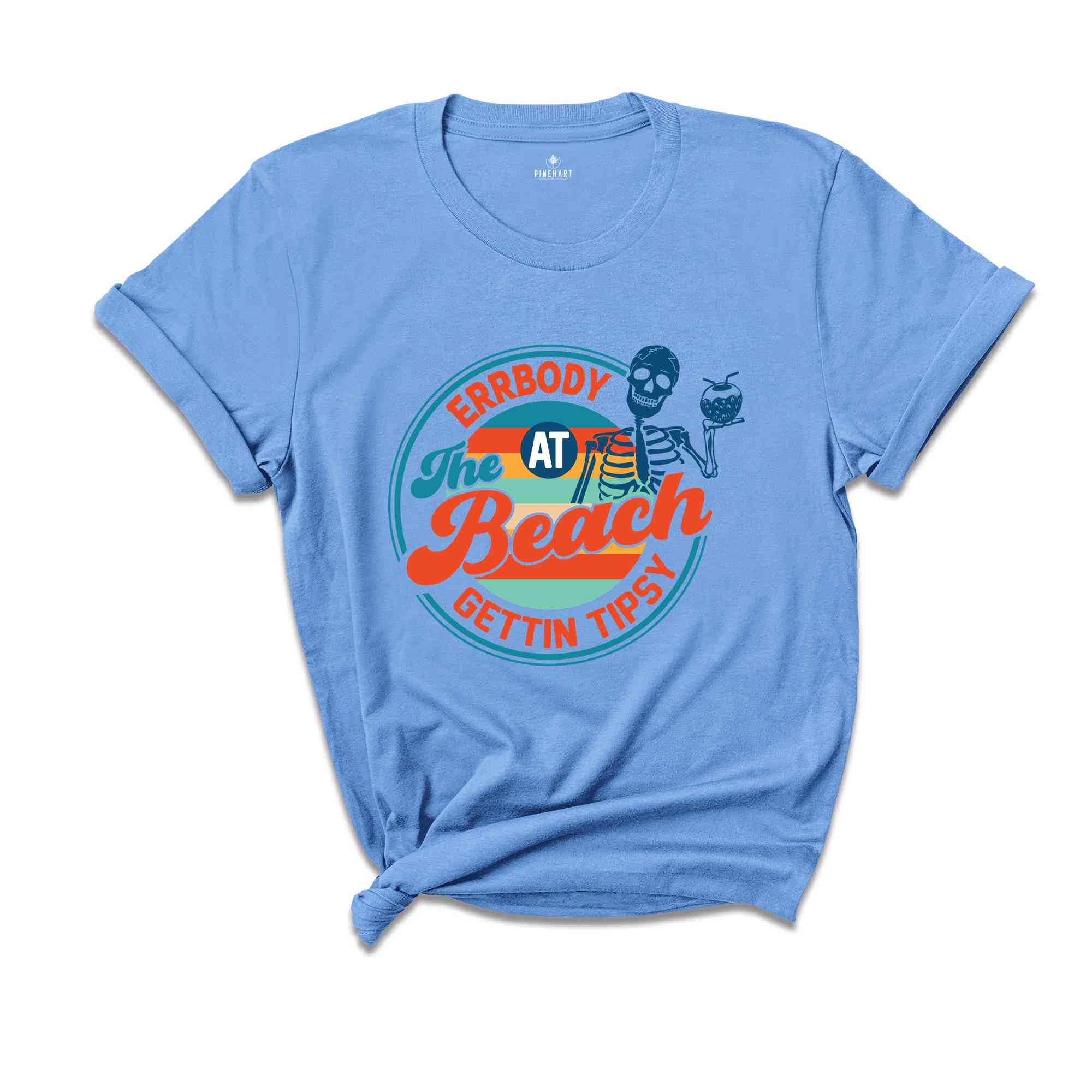 Errbody At The Beach Gettin Tipsy Shirt, Retro Summer Shirt, Groovy Summer Shirt, Groovy Beach Shirt, Retro Beach Shirt, Skeleton Shirt